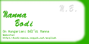 manna bodi business card
